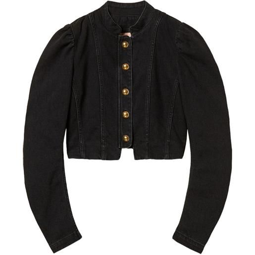 TWINSET giacca denim nera aderente - nero