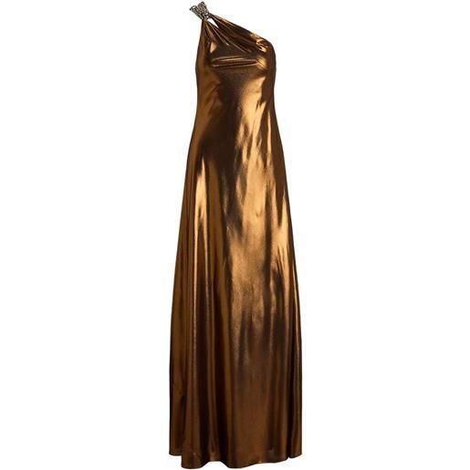 Polo Ralph Lauren abito monospalla in chiffon metallizzato