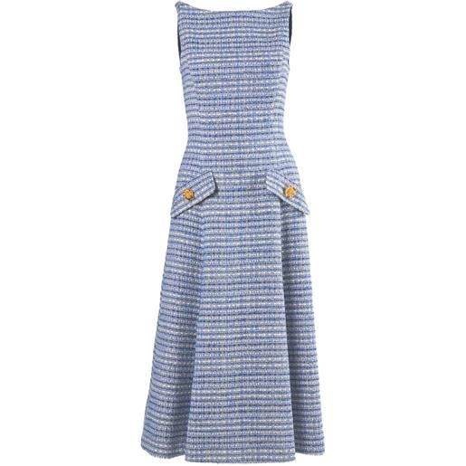 Carolina Herrera abito midi svasato in tweed - blu
