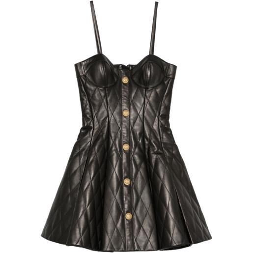 Balmain abito corto trapuntato - nero