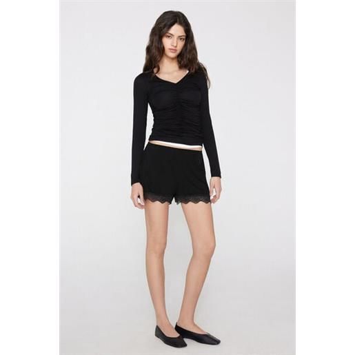 Tezenis pantaloncini in viscosa e pizzo donna nero