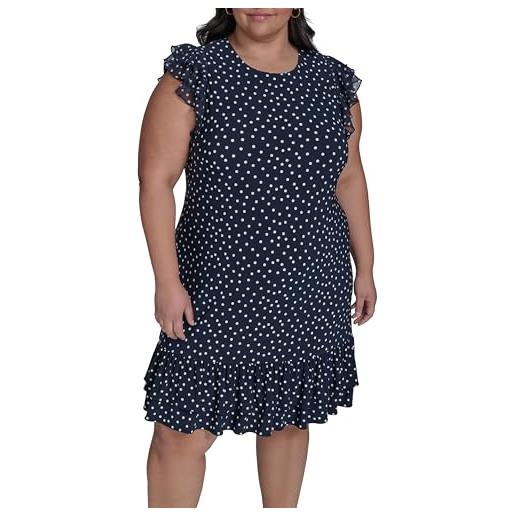 Tommy Hilfiger ruffle hem round neck shift dress vestito donna (pacco da 1)