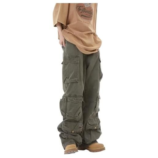 Sumleno pantaloni cargo larghi da donna y2k abbigliamento multi-tasca vestibilità rilassata jeans fata grunge vestiti alt emo streetwear