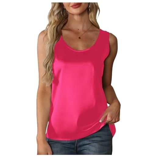 Mawor canotta da donna in seta, estiva, in raso, casual, camicetta carina, alla moda, da lavoro