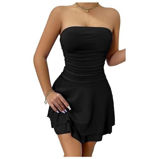 AIEOE cocktail party vestito senza schiena donna sexy elegante corto con orlo arruffato senza maniche curvy sexy estate club taglia xs-l