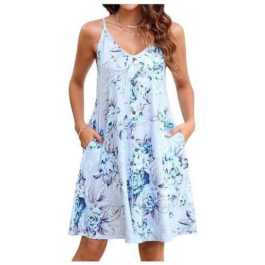 Enmain vestito donna estivi senza maniche spaghetti vestiti casual scollo a v da spiaggia con tasche viola chiaro xl