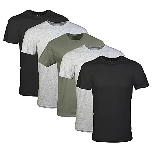 Gildan men's crew t-shirts, multipack, black/sport grey/military green (5-pack), 2x-large
