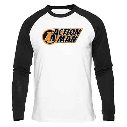 GENIGMAE action man maglietta da baseball unisex uomini donne manica lunga bianca t-shirt men white tee