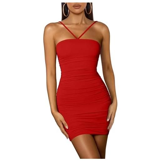 AMABILEMIA vestito sexy donna estivo mini abito elegante corto nero da sera estate senza maniche miniabito aderente tubino curvy casual cocktail am010