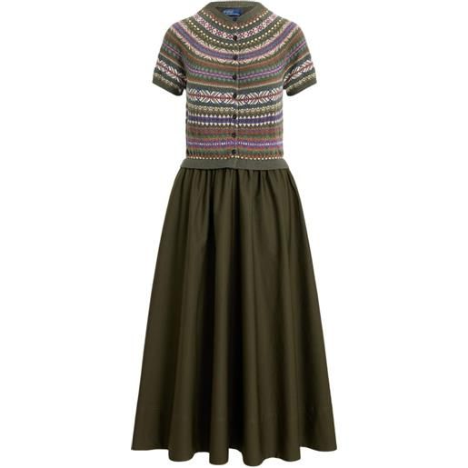 Polo Ralph Lauren abito con corsetto hybrid fair isle - verde