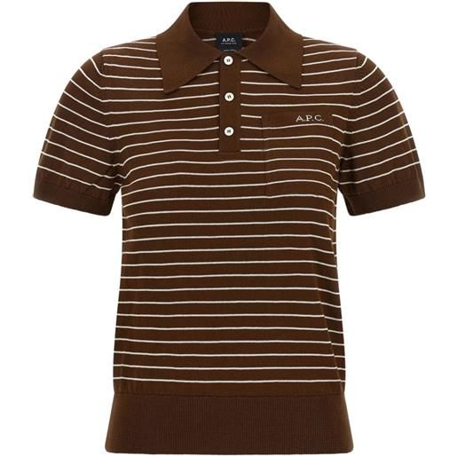 A.P.C. polo aline a righe - marrone