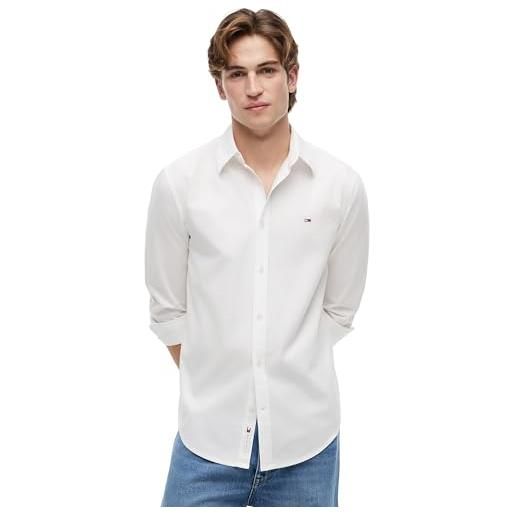 Tommy Jeans uomo camicia poplin in cotone, bianco (ecru), xl