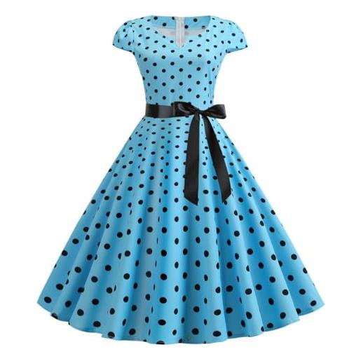 Generico donna abito vintage anni 50 elegante con fiocco rockabilly senza maniche per festa cerimonia