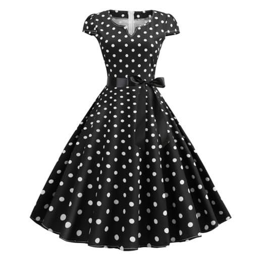 Generico donna abito vintage anni 50 elegante con fiocco rockabilly senza maniche per festa cerimonia