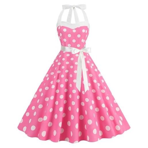 Generico vestito anni 50 donna - rockabilly abito da donna vintage anni '50 senza maniche a pois stile coctail alla elegante degli anni '60 con spalline sottili tunica per feste balli carnevale