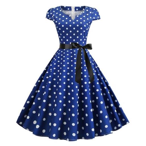 Generico donna abito vintage anni 50 elegante con fiocco rockabilly senza maniche per festa cerimonia