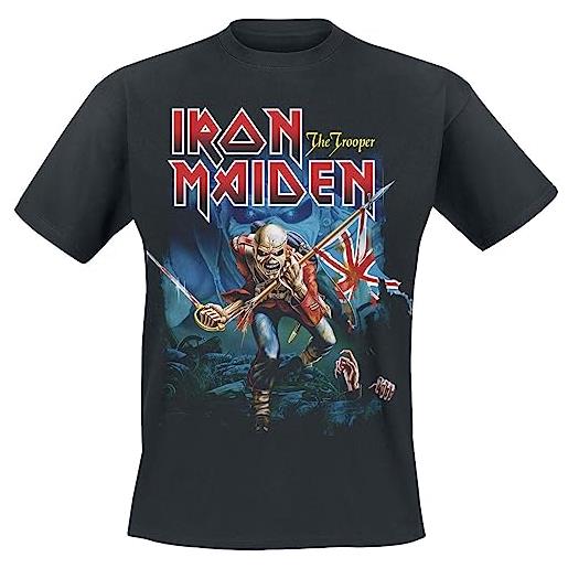 Iron Maiden pom trooper eddie large eyes uomo t-shirt nero 100% cotone regular