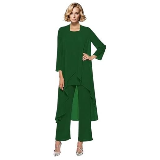Leader of the Beauty madre della sposa pantaloni completi 3 pezzi chiffon lungo outfit set per matrimonio madre pantaloni suit con gilet