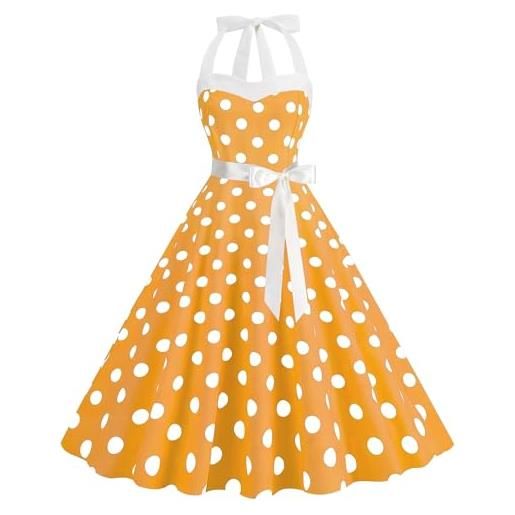 Generico vestito anni 50 donna - rockabilly abito da donna vintage anni '50 senza maniche a pois stile coctail alla elegante degli anni '60 con spalline sottili tunica per feste balli carnevale