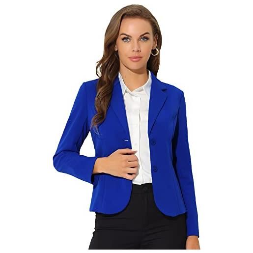 Allegra K blazer donna casual slim giacche da abito collo con revers elasticizzata ufficio lavoro blu reale s