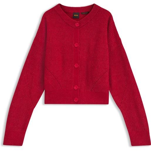BOSS cardigan relaxed fit con dettagli in maglia traforata, rosso
