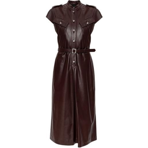 Alexander McQueen abito midi in pelle - marrone