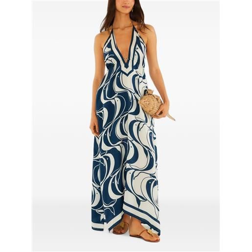 FARM Rio abito lungo con scollo all'americana - blu