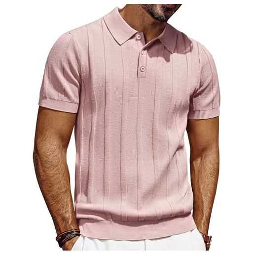PJ PAUL JONES polo da uomo a maniche corte, con bottone, da golf, colore: rosa. , s