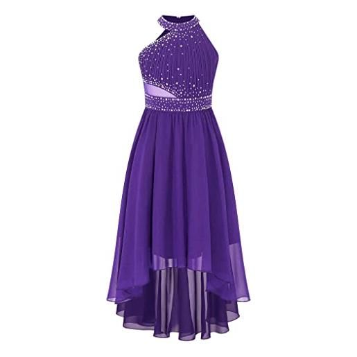Nyeemya ragazza abito lungo da festa in chiffon vestito da bambina senza maniche elegante per cerimonia compleanno matrimonio 5-16 anni