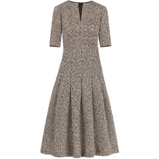 Oscar de la Renta abito midi in tweed - marrone