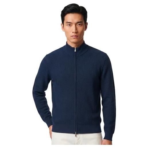 BS BOTTEGA DEL SARTO Man in Italy bottega del sarto cardigan uomo blu navy con zip a doppio cursore e collo alto in micro texture