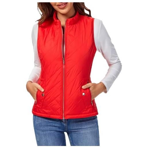 fuinloth gilet donna smanicato primaverile autunno invernale panciotto dritto giacche leggeri senza maniche giacca rosso m