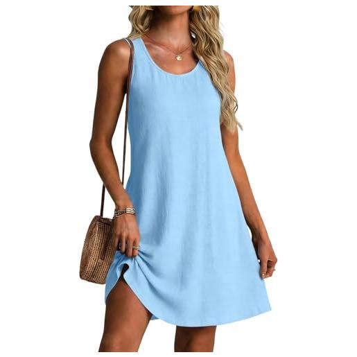 uxxnjfg vestito donna estivo lino curvy abito estivo donna taglie forti eleganti vestiti estivi con scollo a girocollo sexy mare dresses elegante vestito dress