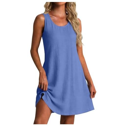 uxxnjfg vestito donna estivo lino curvy abito estivo donna taglie forti eleganti vestiti estivi con scollo a girocollo sexy mare dresses elegante vestito dress