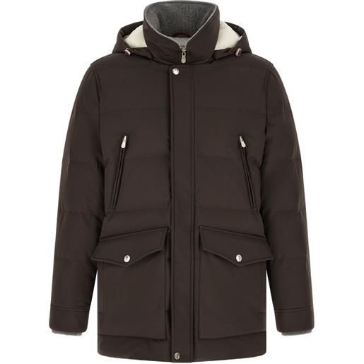 Brunello Cucinelli parka trapuntato con cappuccio - marrone