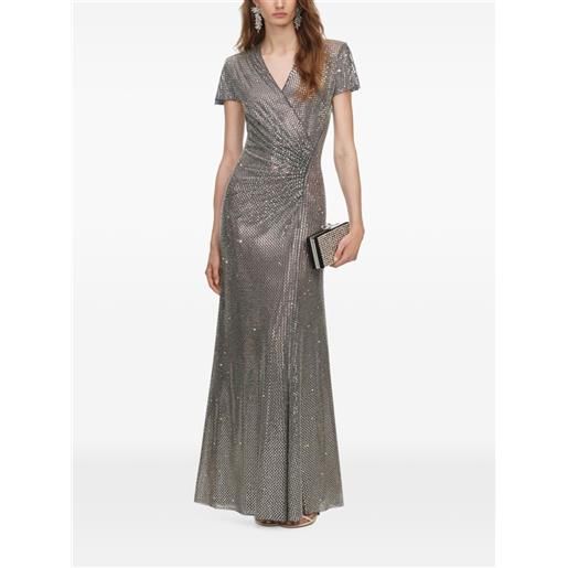 Self-Portrait abito lungo con strass - grigio