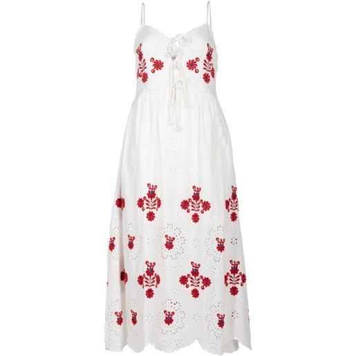 Sea abito midi catharina con ricamo - bianco