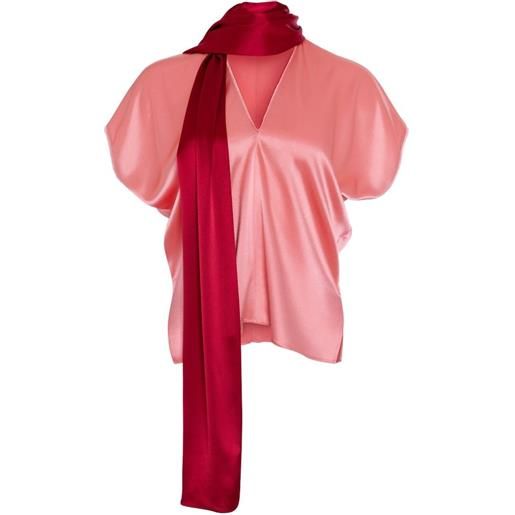 Roksanda top nava in raso con scollo a v - rosa