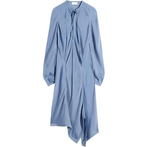LEMAIRE abito in twill di poliviscosa con taglio sbieco - blu