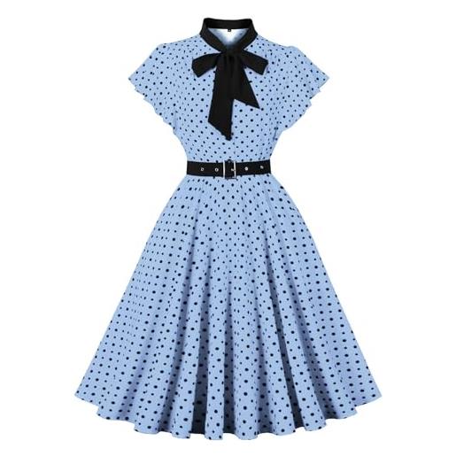 Vhersily abito da donna a maniche corte anni '60, stile vintage swing, per matrimoni con volant manica fiocco a pois, vestiti primaverile, da discoteca, abiti principessa bambina, raffinato