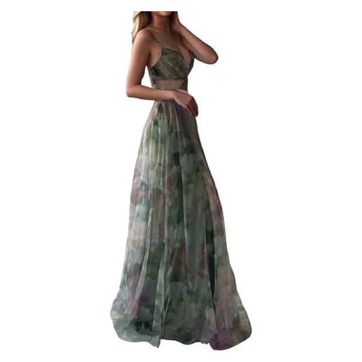 Vhersily abito da sposa curvy, abiti donna lungo, estivi scollo a v senza maniche vestiti stampa floreale, alla moda, fresche e traspirant, stile streetwear, abiti damigella, vestitini sexydonna hot
