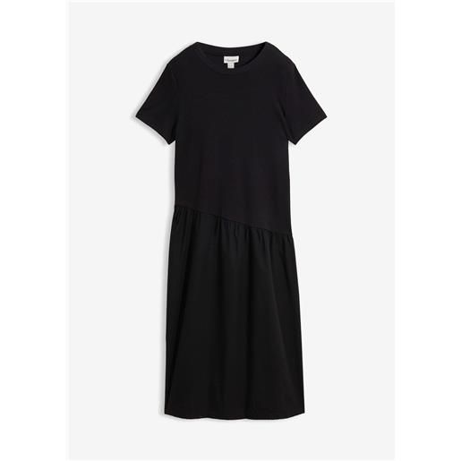 bonprix abito in maglina con materiali misti-nero