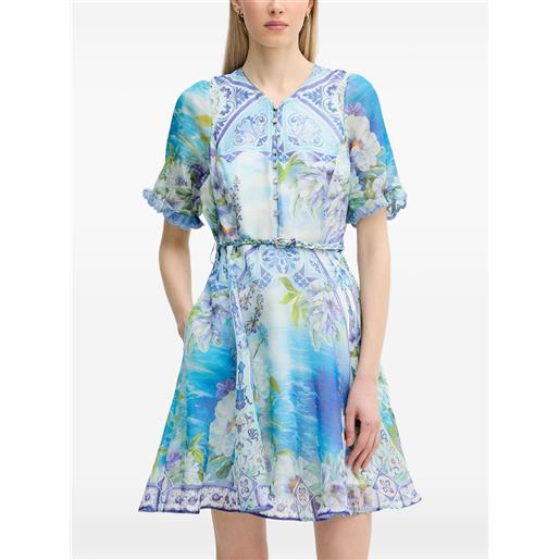 Hale Bob abito corto cyrilla a fiori con cintura - blu