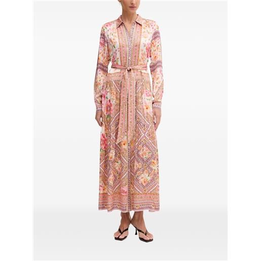 Hale Bob abito lungo nicandra a fiori con cintura - rosa