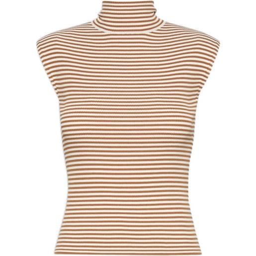 Max Mara sleeveless viscose crepe polo-neck sweater - caramel - toni neutri