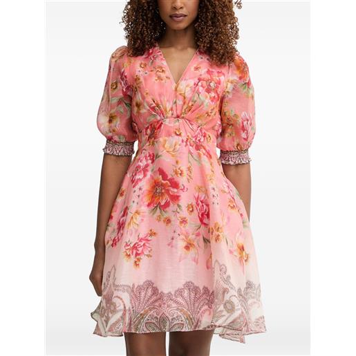 Hale Bob abito corto kaeli a fiori con bordo paisley - rosa