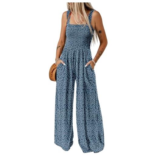 Dokotoo tuta donna estiva floreale salopette elegante cerimonia completo cerimonia larga pantaloni senza maniche tailleur lungo jumpsuit