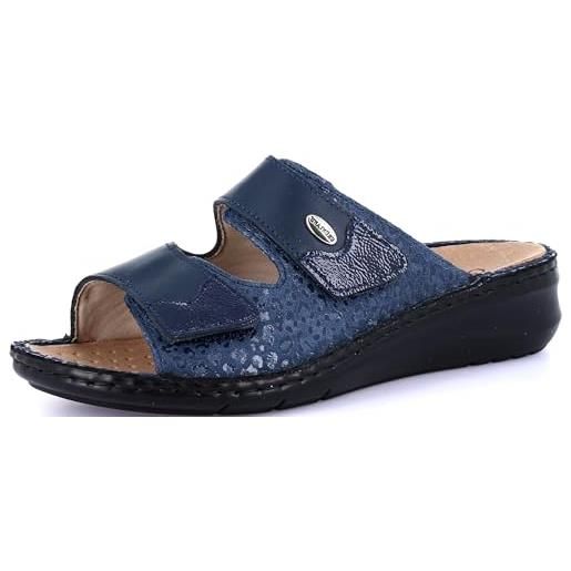 GRÜNLAND dami ciabatta comfort con doppia chiusura in velcro, suola conforma, sottopiede rimovibile in sughero e pelle e cuciture fatte a mano. Donna