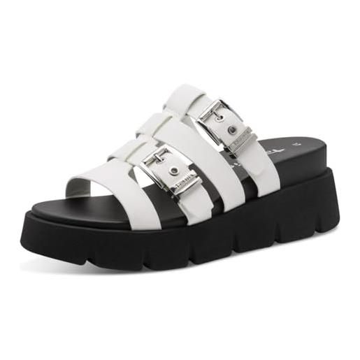 Tamaris pantolette da donna con plateau bianco 40 eu