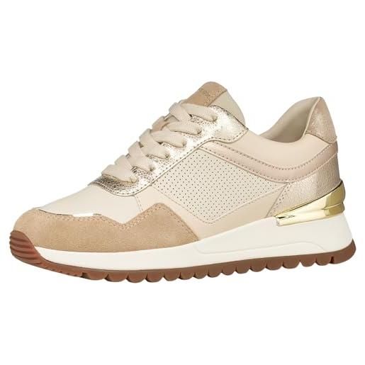 Geox donna d desya a a sneaker, papyrus/lt gold, 39 eu